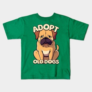 Adopt Old Dogs! Cute Old Dog Cartoon Kids T-Shirt